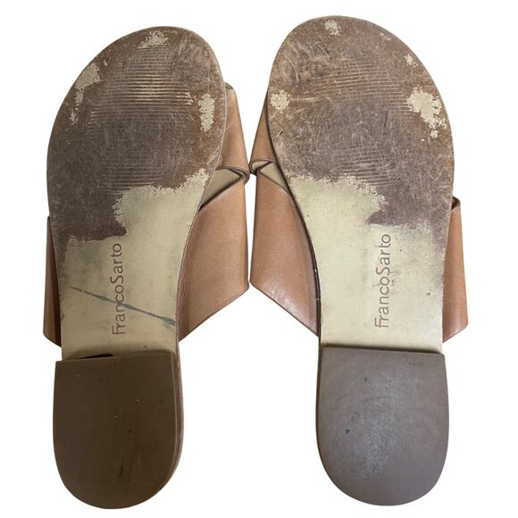 Franco Sarto Madelia Criss Cross Leather Flat Sandals Brown Sz 7.5 - Picture 4 of 4